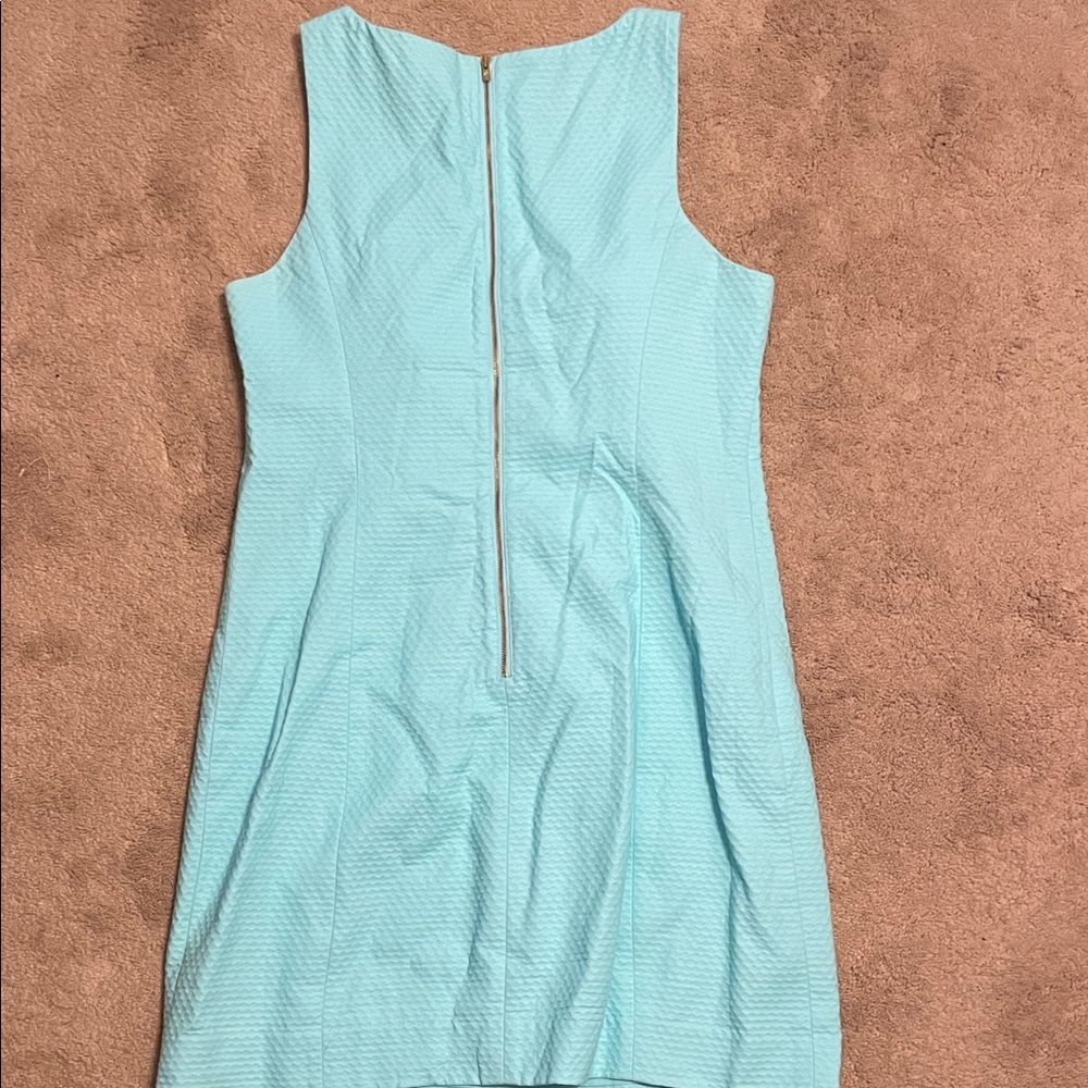Lilly Pulitzer Aqua Dress with Gold Beaded Neckline - Picture 3 of 3